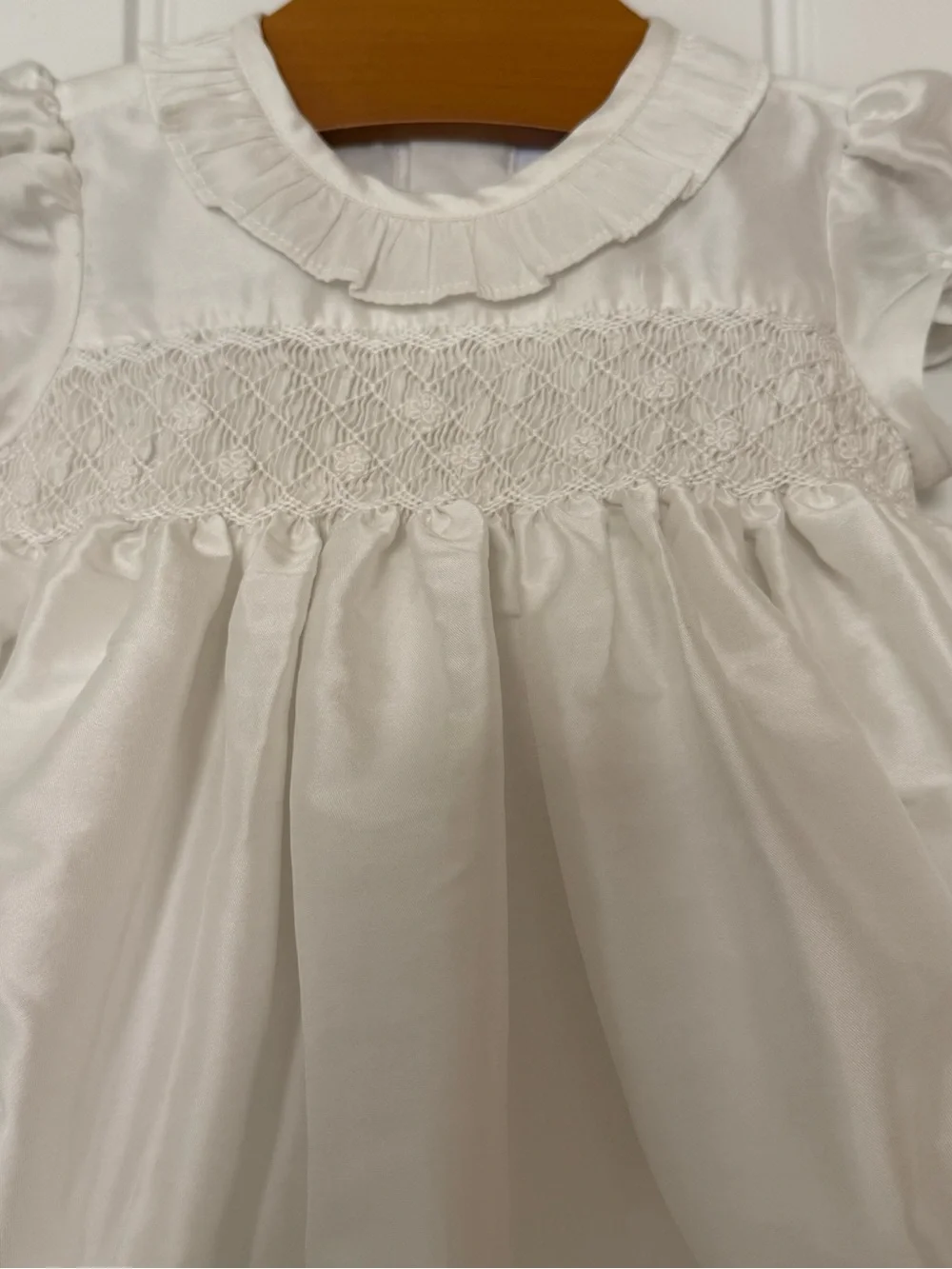 Antoinette Paris Baby Bubble Romper 9M Smocked Ceremony Christening Silk Blend